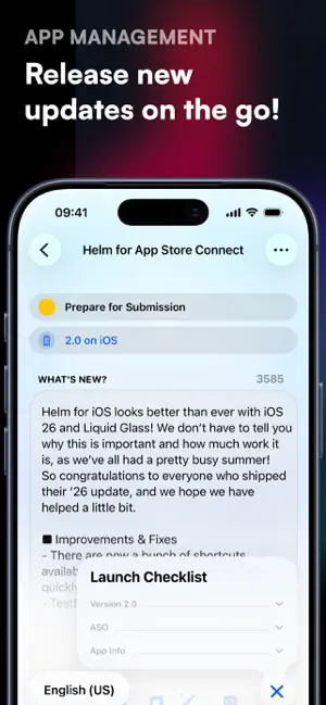 Helm for iTunes Connect iPhone screenshot 1