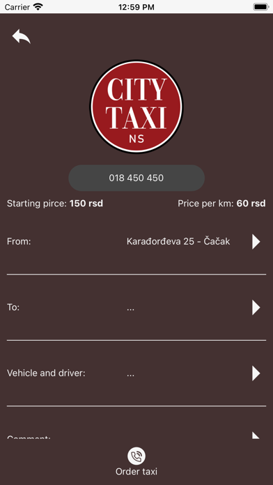 City Taxi Novi Sad Screenshot