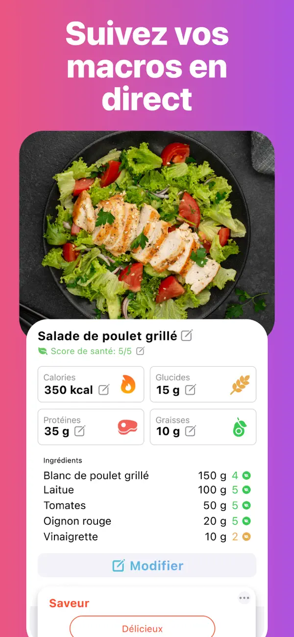 Screenshot #3 pour Compteur Calories IA: Nutrilio