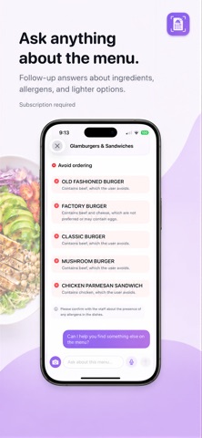 FoodPickly: Menu Food Scanner iPhone screenshot