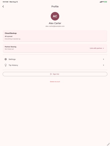 MomTrack: Parenting Journal iPad screenshot