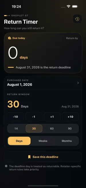 Return Deadline Tracker screenshot 3