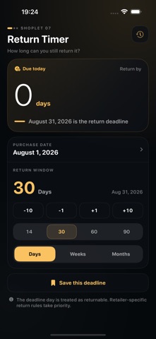 Return Deadline Tracker app screenshot 3