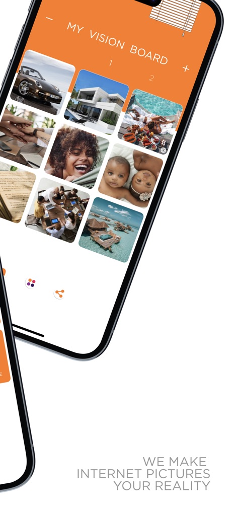 Vision Board 2027 - Die App ermöglicht es, persönliche Visionen durch eine dynamische Rasteransicht mit vielfältigen Bildern zum Leben zu erwecken und schafft eine visuell ansprechende Zusammenstellung individueller Ziele.