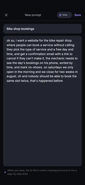 Prompt AI: Create & organize screenshot 2