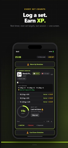 GymXP: Workout Tracker & Log iPhone screenshot