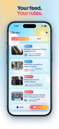 Screenshot von NewsFlash: Swipe The News auf dem iPhone 5
