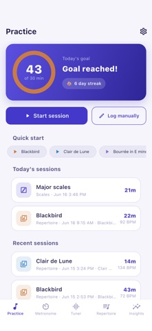 Practify: Practice & Tuner iPhone screenshot