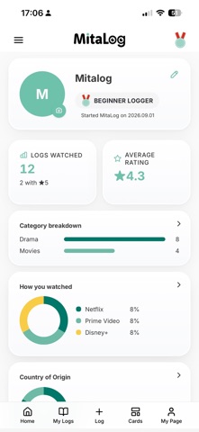 MitaLog - Movie & TV Tracker iPhone screenshot