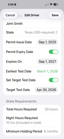 PermitLog - Driving Hours screenshot