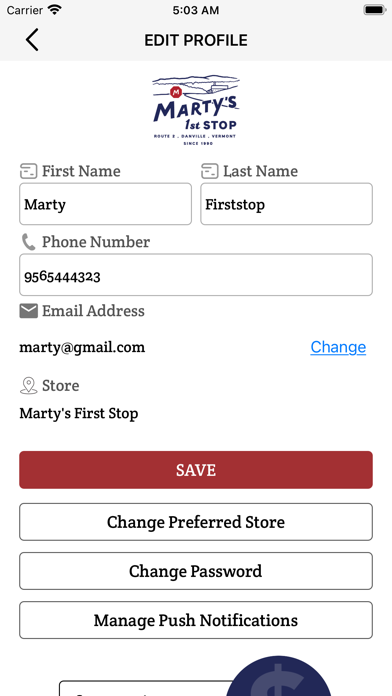 Marty’s 1st Stop Rewards Screenshot