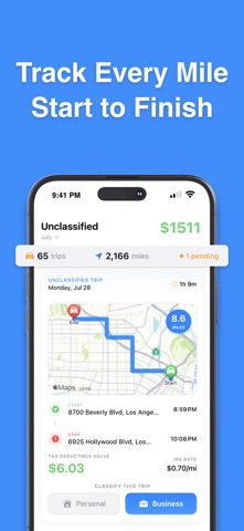 Mileage Tracker by MileHub iPhone screenshot