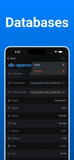 Captura de pantalla de Digital Ocean Mobile — Ocean en iPhone 3