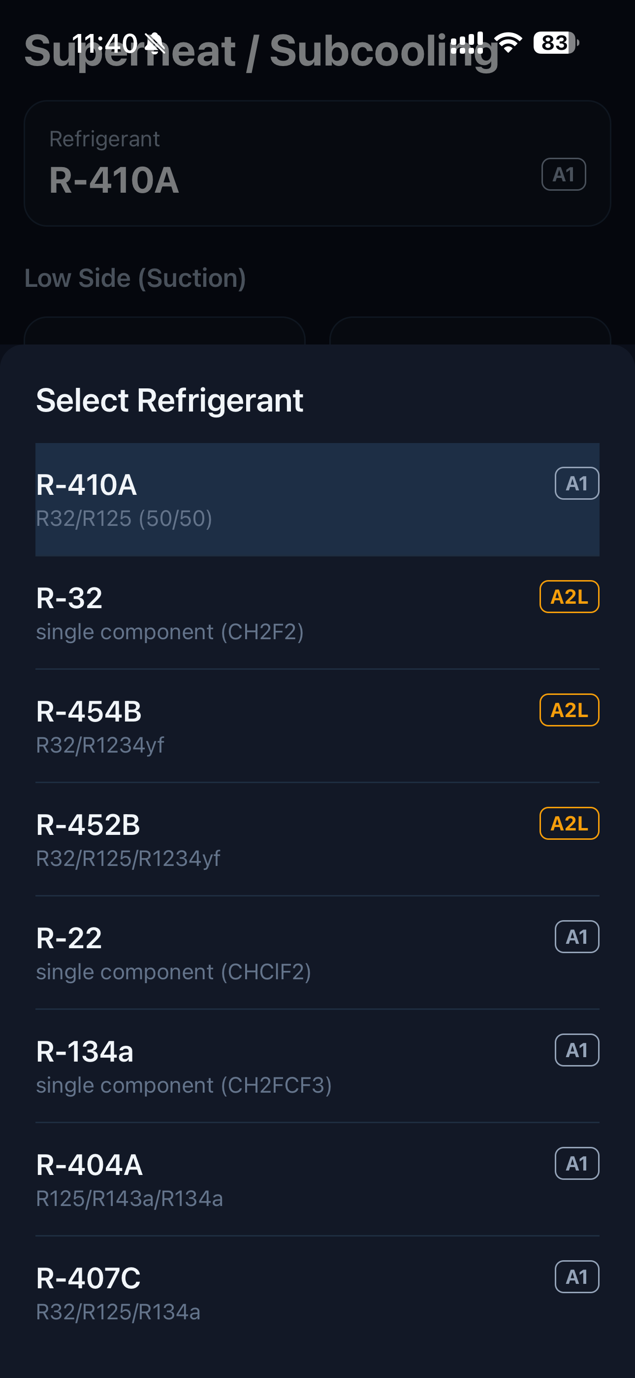 RefCalc: Refrigerant PT Chart screenshot 5
