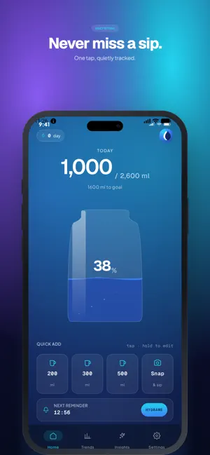 Hydrame: Smart Water Tracker screenshot 1