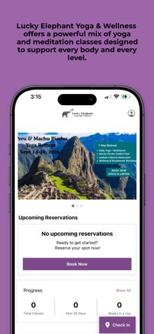 Lucky Elephant Yoga & Wellness iPhone screenshot