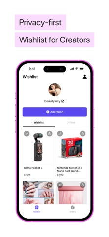 Fanwish: Wishlist for Creators iPhone screenshot