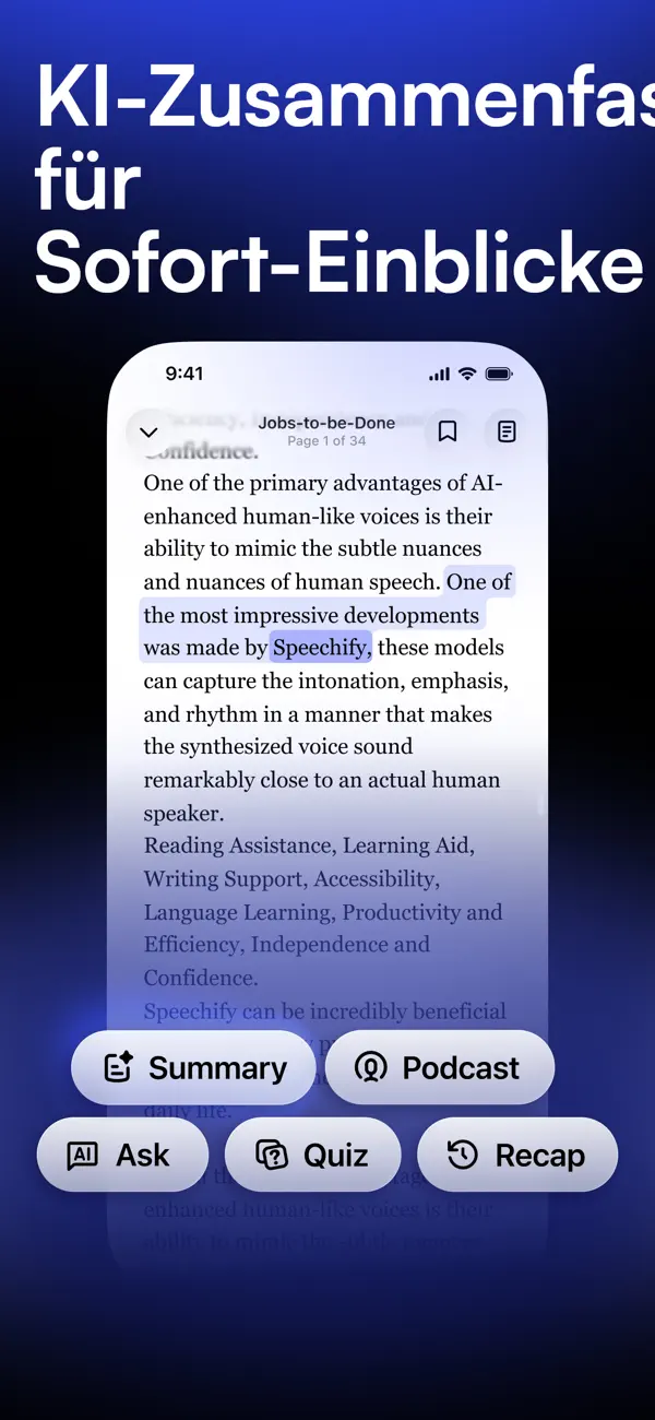 Speechify Texte Vorlesen Hören iPhone App Screenshot 8 – Produktivität