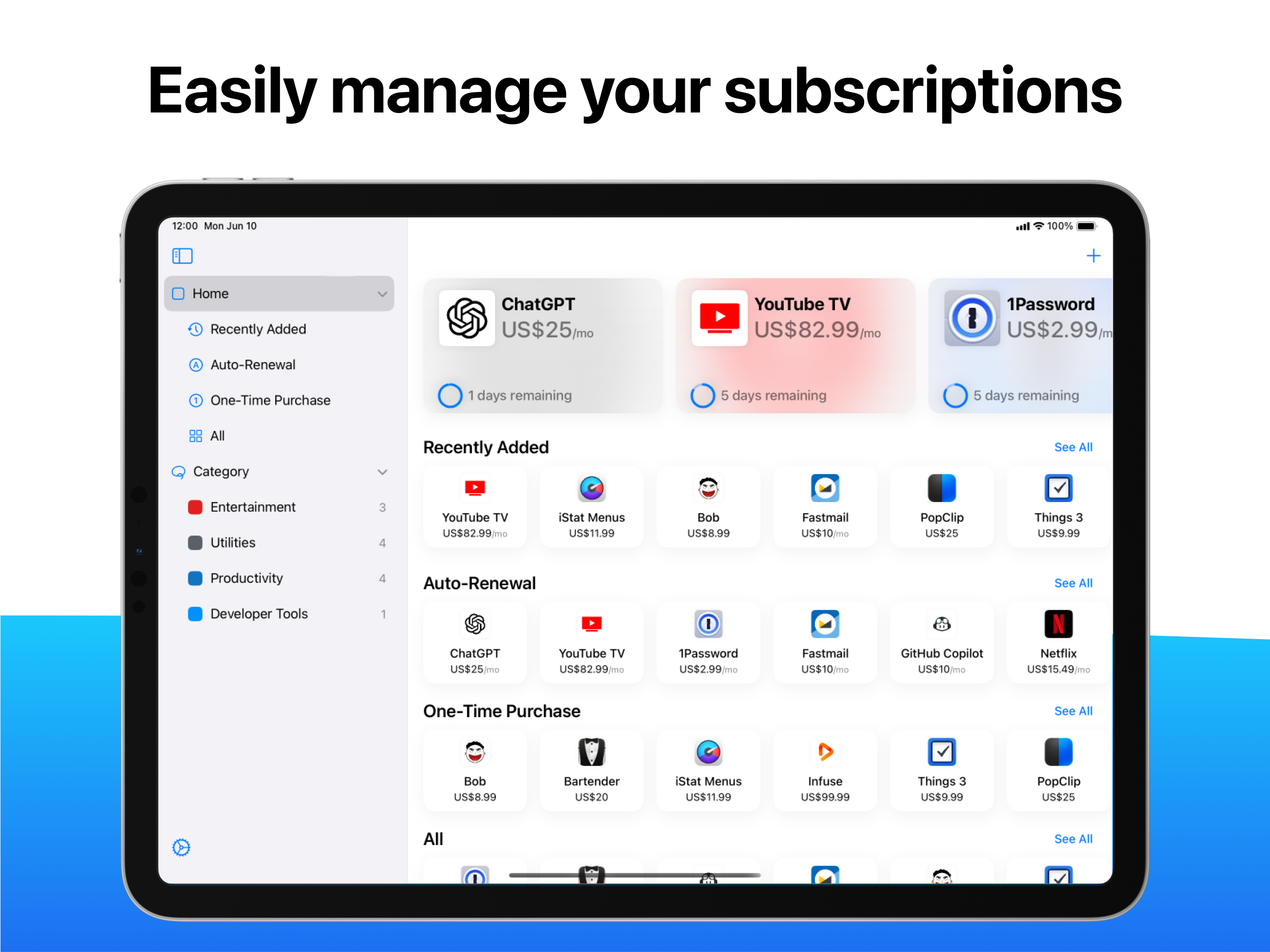 Subox - Track Subscriptions
