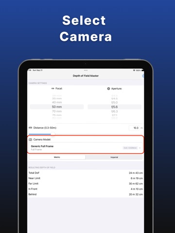 Depth of Field Master iPad screenshot