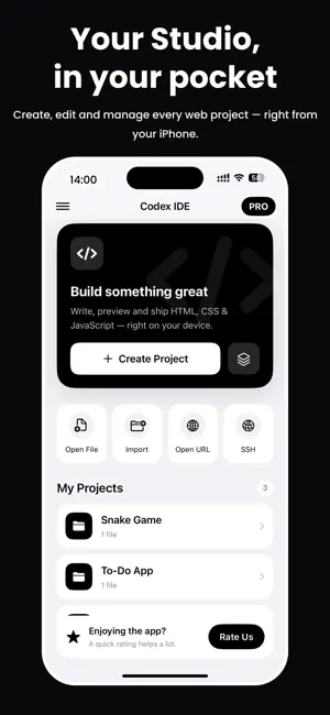 Codex - editor HTML iPhone screenshot 1