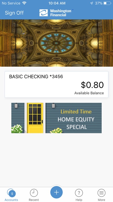 Washington Financial Bank Screenshot