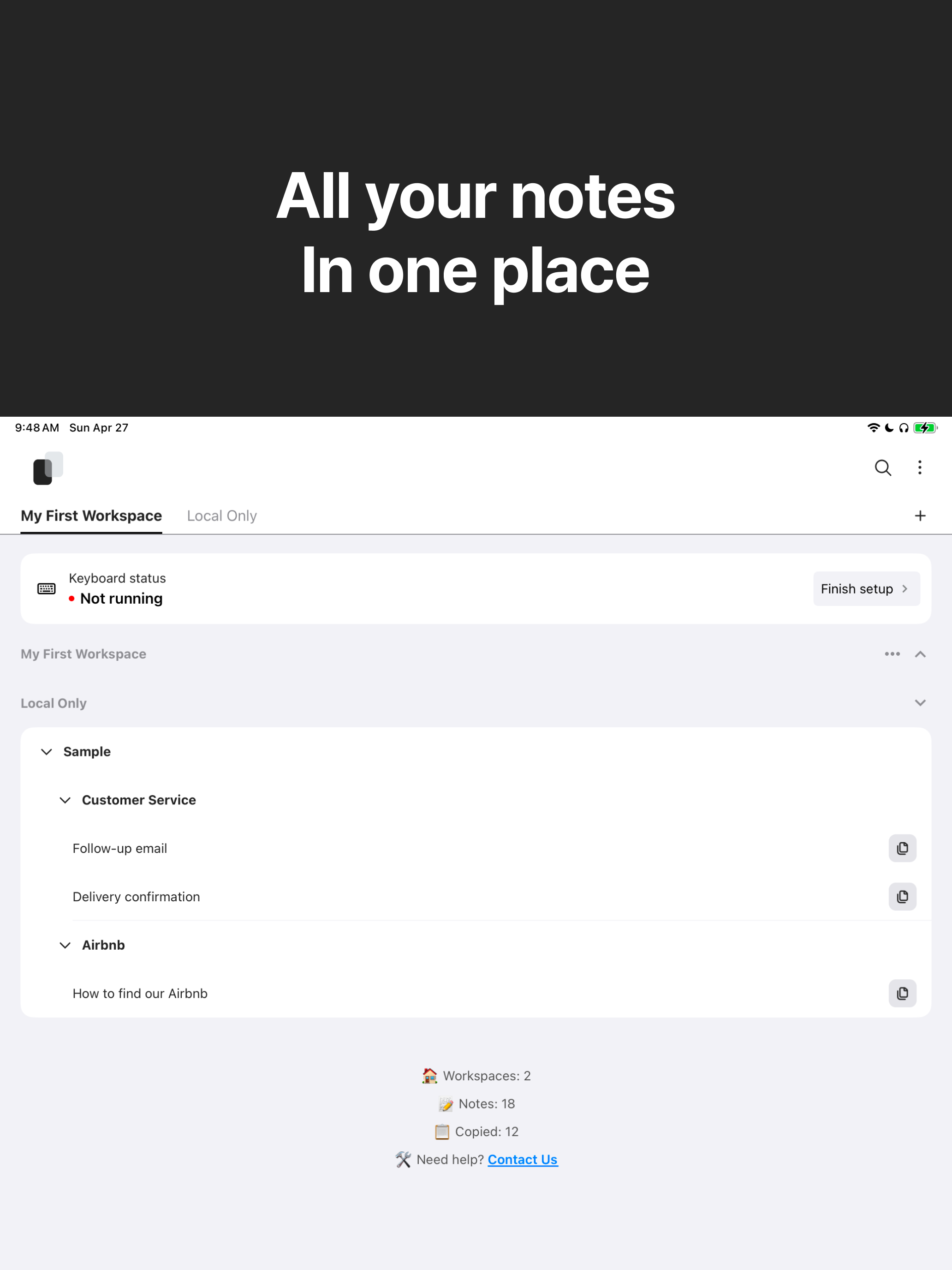 CopyNote: Keyboard Shortcuts