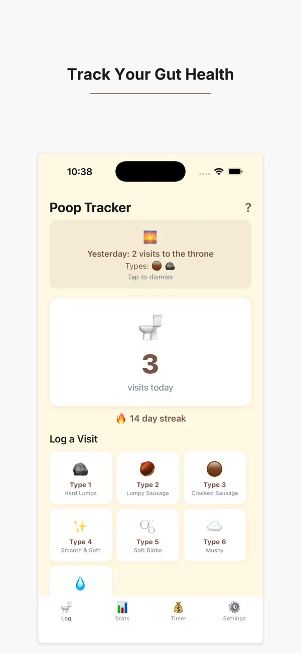 Screenshot #1 pour BowelLog - Stool Tracker