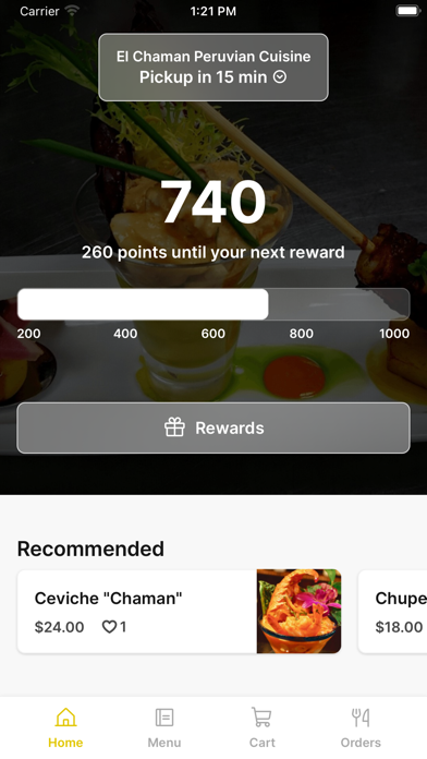 El Chaman Peruvian Restaurant iPhone screenshot 1 - Food & Drink app