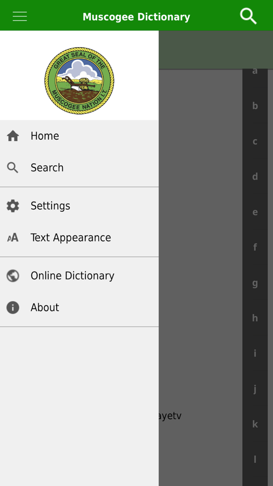 #3. Muscogee Language Dictionary (iOS) Podle: College of the Muscogee Nation
