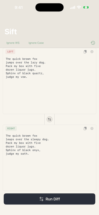 Sift Text Diff Screenshot 1 of 3
