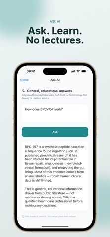 Peptra: Peptide Calculator iPhone screenshot