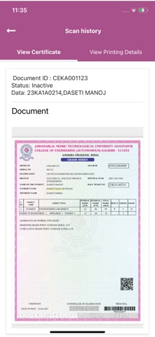JNTUACEK SeQR Scan screenshot
