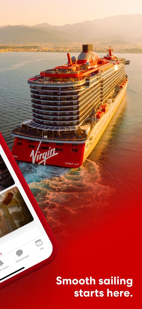 Virgin Voyages - The app's sleek interface design complements the luxury experience, featuring a persistent bottom navigation bar for quick access to essential services and personalized content.