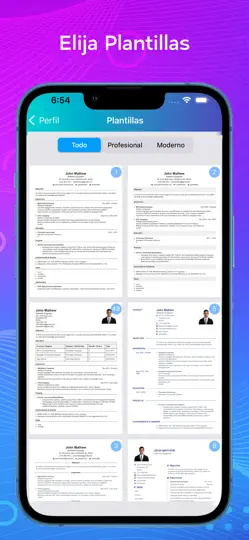 Captura de pantalla de Currículum Vítae - Crear CV en iPhone 6