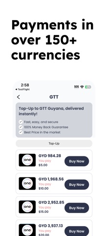 One Communications Topup App Screenshot 2 of 3