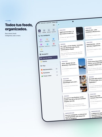 Alume : RSS & Podcasts IA iPad screenshot 2