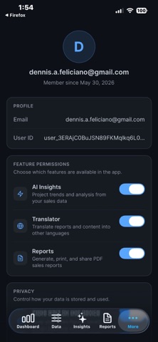 Starlight Data Projector. iPhone screenshot