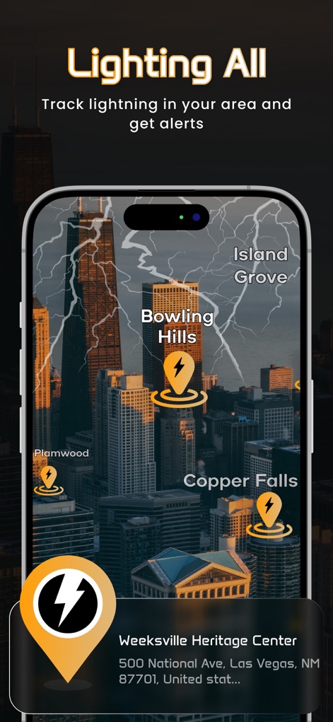 Lightning on Map : LR Tracker - Weather App | MWM