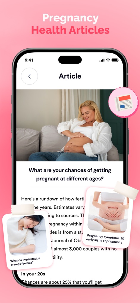 Pregnancy Tracker: Bump & AI - Access a rich library of expert articles covering vital topics like fertility chances and common pregnancy symptoms, offering actionable insights.