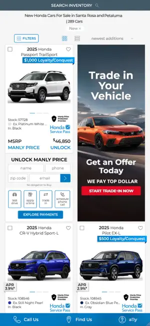 Manly Honda Santa Rosa screenshot 2