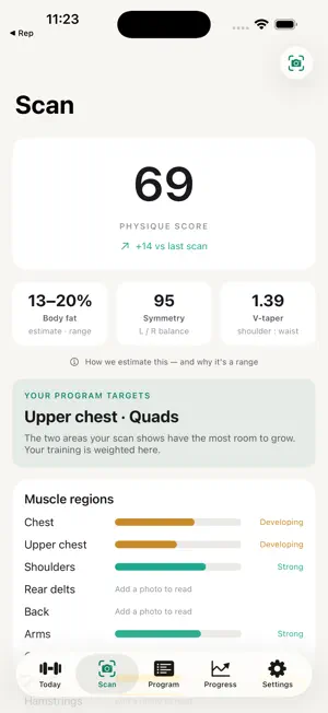 PhysiqueIQ: Body Fat Scanner screenshot 1
