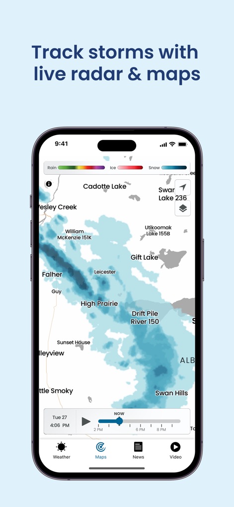 The Weather Network - このアプリの「先進的なレーダーマップ」では、ユーザーはリアルタイムで雨や雪、氷などの降水域を追跡できます。インタラクティブなマップ上で現在の「降水分布」を視覚的に確認し、気象状況の変化を詳細に把握することが可能です。