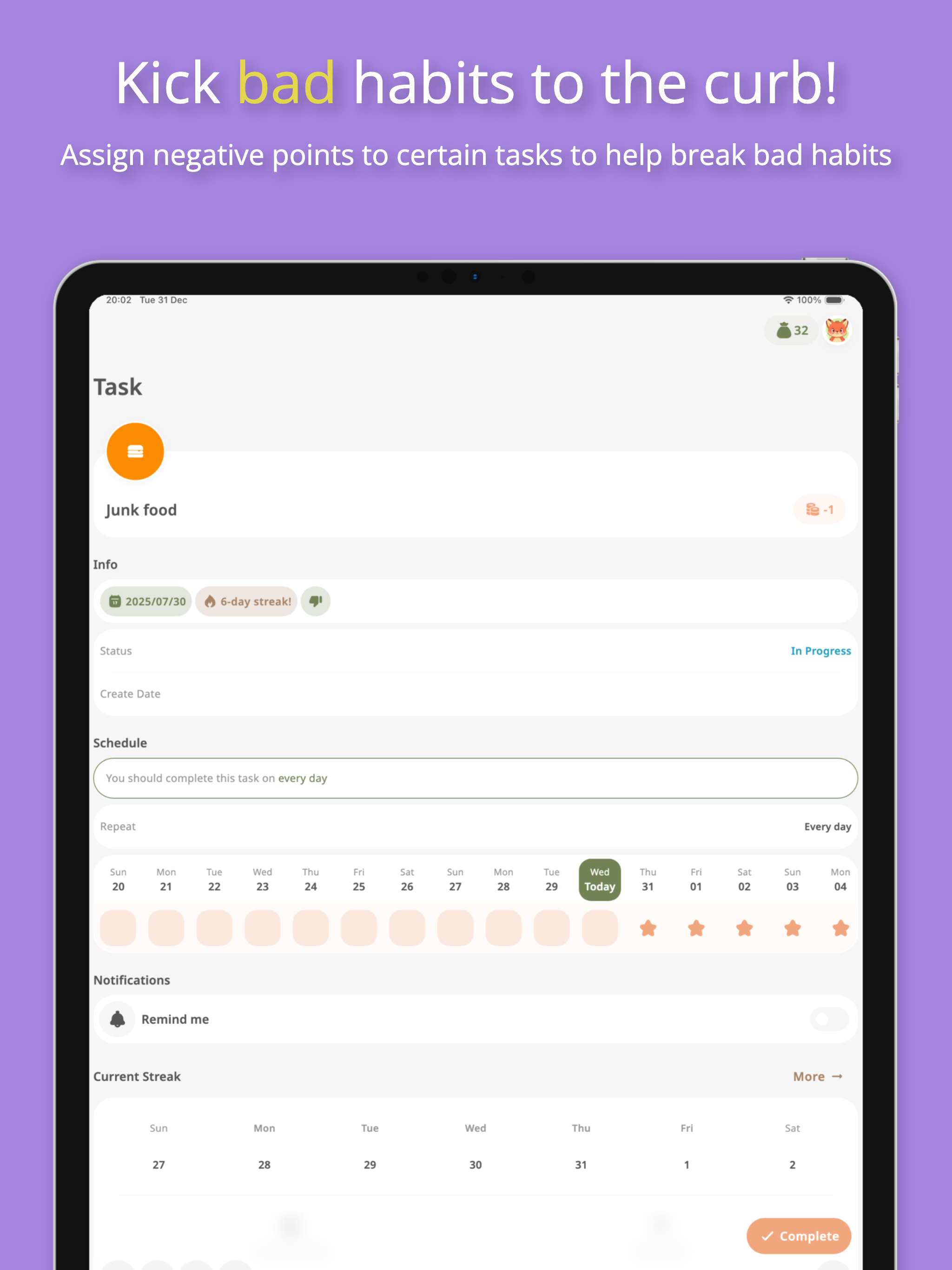 Habit Tracker: Goals & Rewards