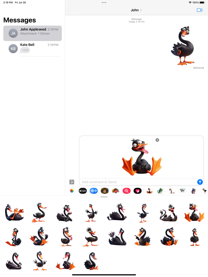 Goofy Black Swan Stickers