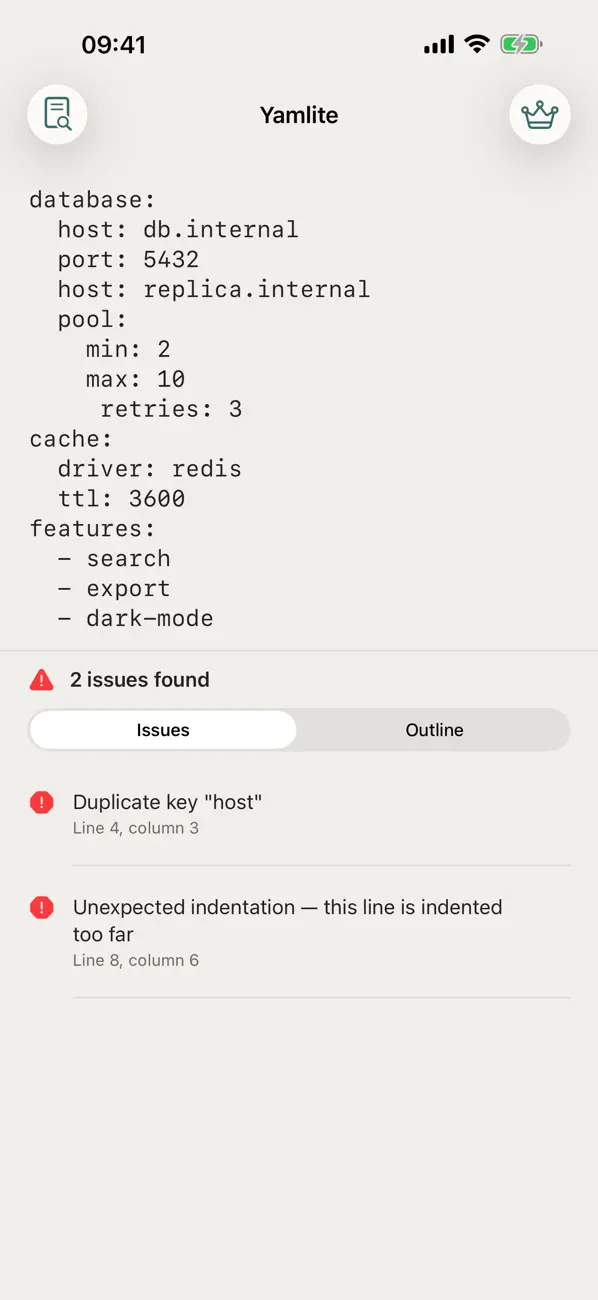#1. Yamlite: YAML Validator (iOS) De: 永 张