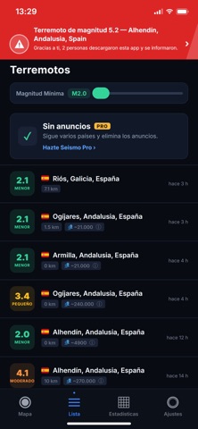 Seismo - Alertas de Terremotos iPhone screenshot 2