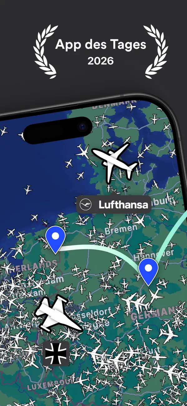 Plane Finder ⁃ Flight Tracker iPhone App Screenshot 2 – Reisen