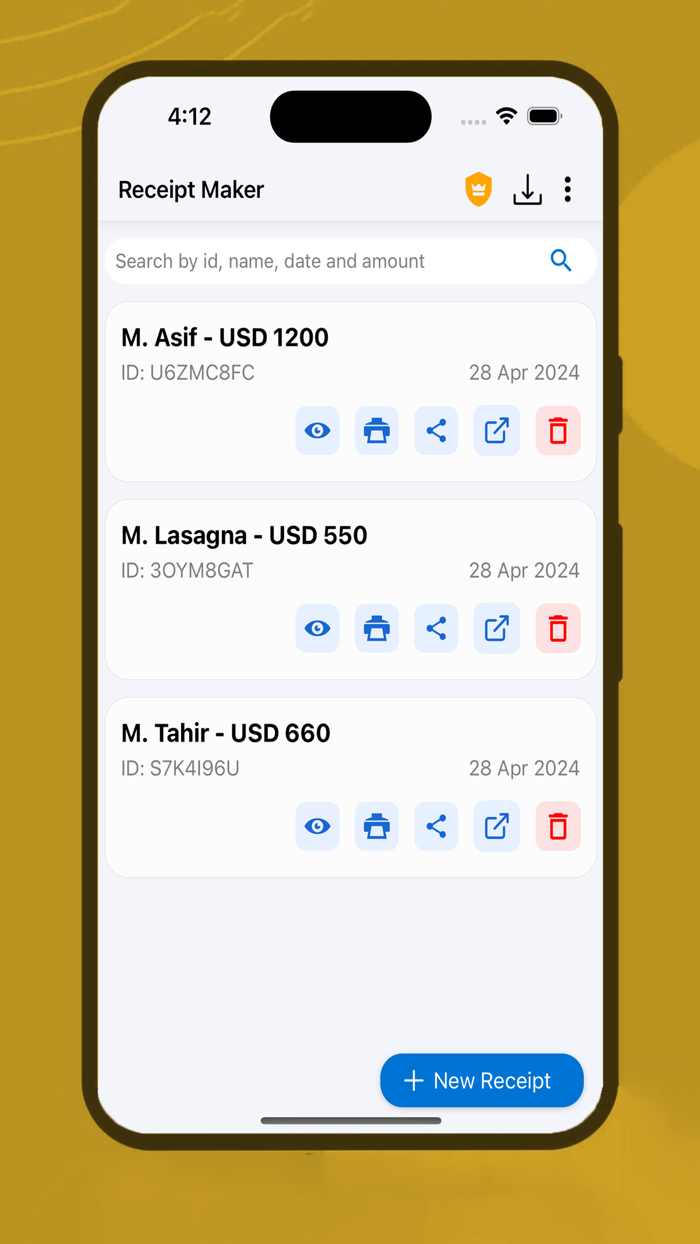 Receipt MakerSign Send, Print