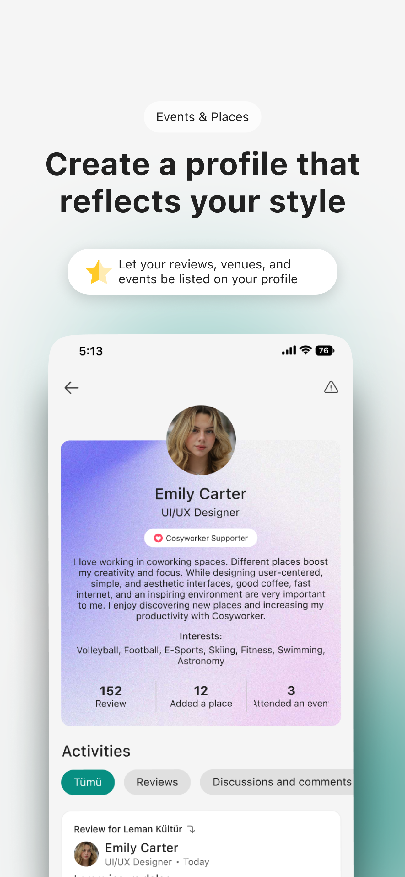 Cosyworker: Places and Events